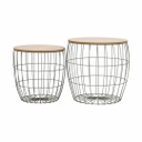 Fém kosaras kisasztal szett 2 db, szürke vázzal - DAKOTA