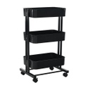 Fém zsúrkocsi, 3 szintes, fekete - ARKANSAS