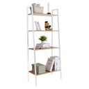 Fém vázas könyvespolc, 4 polccal, tölgy-fehér - EAST SIDE