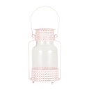 Fém-üveg mécsestartó lámpás, rózsaszín - MAROC