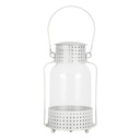 Fém-üveg mécsestartó lámpás, szürke - MAROC