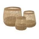 Fonott kosárszett, 3 db, natúr - VIETNAM