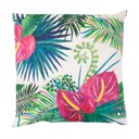 Flamingóvirág mintás díszpárna, 45x45 cm, zöld-rózsaszín - ANTHURIUM