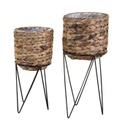 Fonott kaspó szett, fém hajlított lábakkal, 2 részes, natúr - CICADA