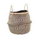 Fonott kosár fülekkel, fekete mintával, natúr - BINGA