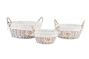 Fonott kosár szett textil béléssel, 3 db-os, szíves - HEART