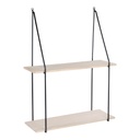 Függesztett hatású polc, 2 szintes, natúr fa-fekete - RACINE