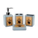 Fürdőszoba szett, 4 db-os, Love of nature felirattal, szürkéskék - PEBBLE