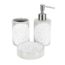 Fürdőszobai szett, 3 db-os, mandala mintával, világosszürke - ROSACE