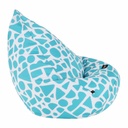 Geometrikus mintás babzsákfotel, világoskék-fehér - HULK