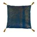 Glitteres mintás díszpárna, rojtokkal, 40x40 cm, kék  - ART DECO