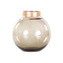 Gömb formájú váza, arany szegéllyel, 15 cm, füstbarna - LUCIOLE