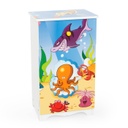 Gyermek szekrény, fiókkal és ajtóval, tengeri élővilág, világoskék - SEALIFE