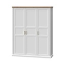 Háromajtós gardróbszekrény, ruhasínekkel és polcokkal, fehér-diófa - ALABAMA