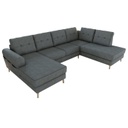 Háromszemélyes U alakú szövet ülőgarnitúra ágyfunkcióval, sötétszürke - DUNES