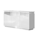 Háromajtós komód vitrinnel, LED világítással, fehér - SALENTO