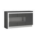 Háromajtós üveges komód, LED világítással, sötétszürke - BERIL