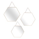 Hatszögletű tükör szett, 3 db, arany - EXOPLANETE