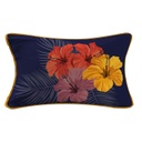 Hibiszkusz mintás díszpárna, 30x50 cm, sötétkék - BELLE DE NUIT