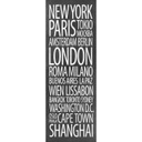 Híres városok nevét ábrázoló tapéta, 100x280 cm, fekete-fehér - VOYAGE VOYAGE