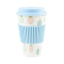 Hordozható pohár 3,5 dl szilikon tetővel, kék-ananász - TROPICANA