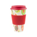 Hordozható pohár 3,5 dl szilikon tetővel, piros-mangó - TROPICANA