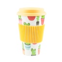 Hordozható pohár 3,5 dl szilikon tetővel, sárga-kaktusz - TROPICANA