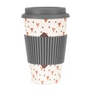 Hordozható pohár szilikon tetővel, barna mintás - TRIANGLE
