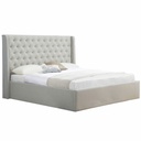 Kátpitozott ágykeret, magas steppelt fejtámlával, 180x200 cm, halványszürke - CHARLOTTE