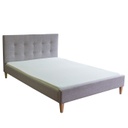Kárpitos ágykeret 140x200 cm, gombos, szürke - NUIT CALME