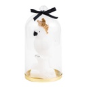 Kakadu formájú gyertya üvegbúrában, fehér - ARA