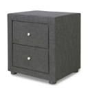 Kárpitos éjjeliszekrény, 2 fiókkal, szürke - PIRANDELO