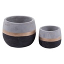 Kaspó szett, arany csíkkal, szürke-fekete - SCARABEE