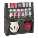 Kerámia aroma párologtató szett, gyertyával és 6 db illóolajjal, fehér - AROME