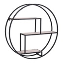 Kerek falipolc, 3 polccal, natúr fa-fekete - THEOREME