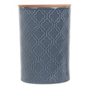 Kerámia tároló edény, fa tetővel, szürke - SFAX