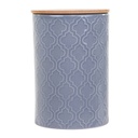 Kerámia tároló edény, fa tetővel, világosszürke - SFAX