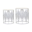 Kerek asztalka szett, levél mintával, 2db, szürke - SIOUX