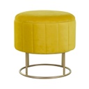 Kerek bársony ülőke tárolóhellyel, fém lábakkal, napsárga - VENDOME