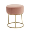 Kerek bársony ülőke, fém lábakkal, rózsaszín - CHAMPIGNON