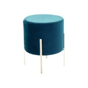 Kerek bársony ülőke, fém vázzal, türkiz - LADY