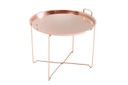 Kerek dohányzóasztal levehető tálcával, rosegold - CONFETTI