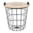 Kerek fém asztalka, levehető fa tálcával - ALPES