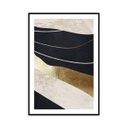 Keretezett falikép, arany absztrakt mintával, 50x70 cm, fekete - ABSTRAIT CAFE CREME