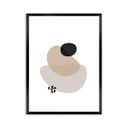 Keretezett falikép, absztrakt minta, 30x40 cm, krémszínű - TROIS GALETS