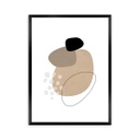 Keretezett falikép, absztrakt minta pöttyökkel, 30x40 cm, bézs - TROIS GALETS