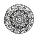 Kerek mandala mintás díszpárna, 45 cm, fekete-fehér - CALEIDOSCOPE