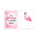 Keretezett falikép szett, flamingó - FLAMINGO