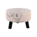 Kerek puff, fekete tömörfa lábakkal - LETTRES