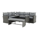 Kerti ülőgarnitúra szett, asztallal és paddal, szürke - ST MARTIN